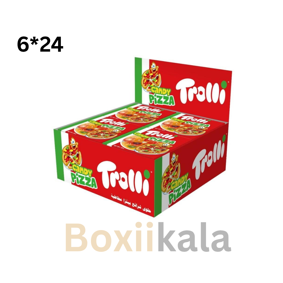 پاستیل ترولی پیتزا 20گرم کارتن 6بسته 24عددی