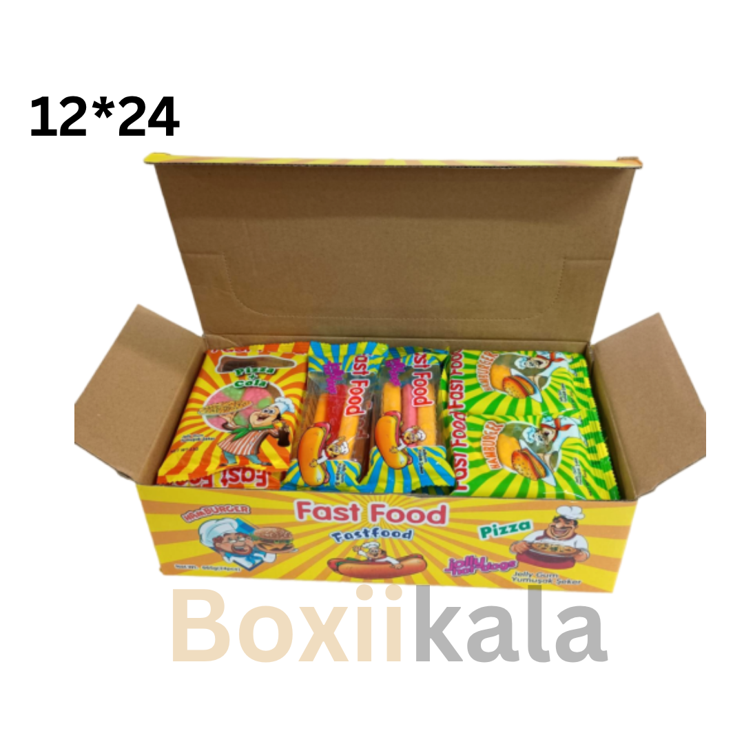 پاستیل فست فود 24تیکه  کارتن 12در 24